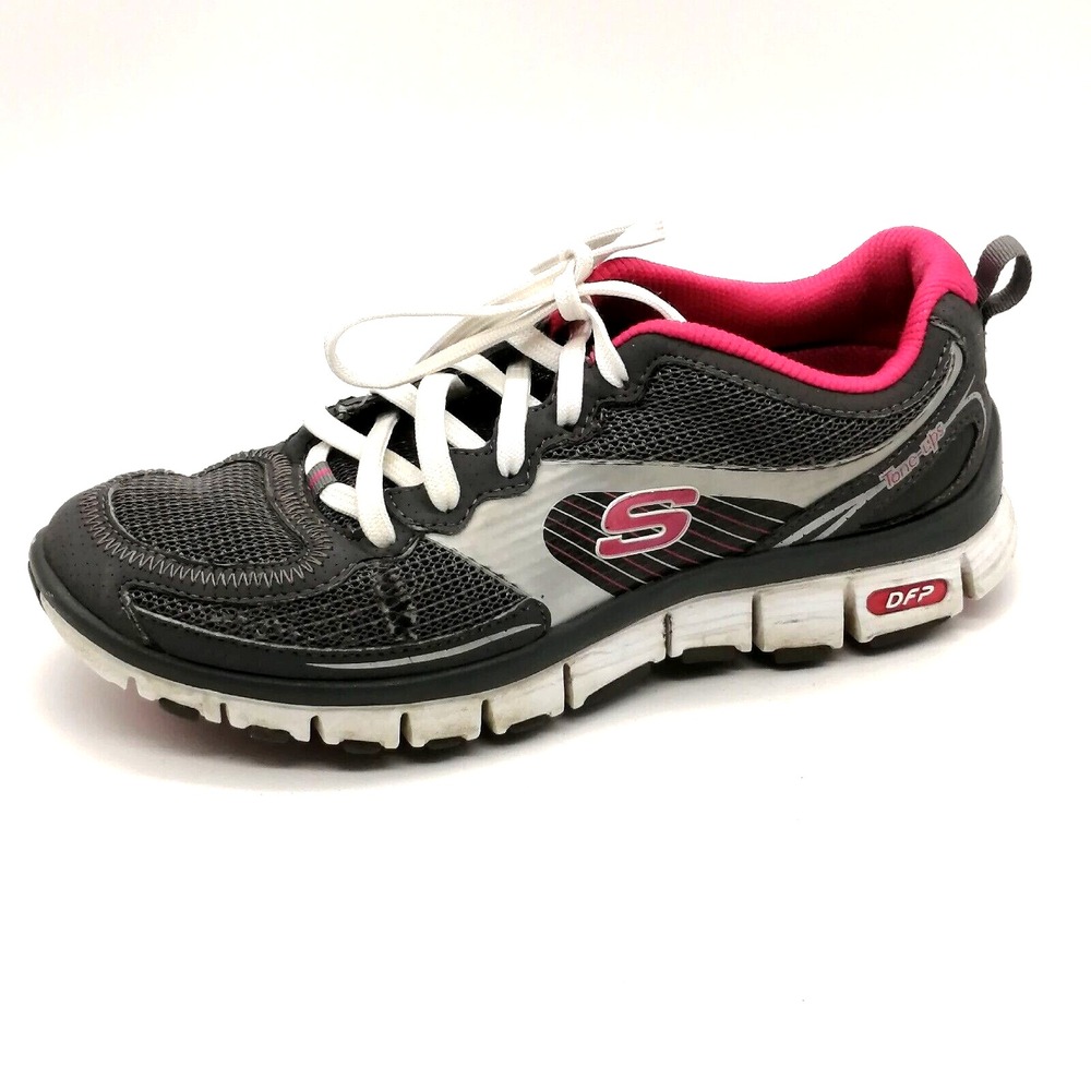 Skechers Shoes Womens Tone Ups Fitness Gray Pink 8 Running Sneakers 11740